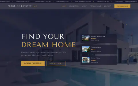 Prestige Estates website preview